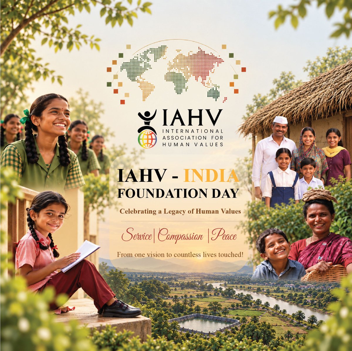 IAHVOfficial's tweet photo. Celebrating IAHV India Foundation Day! 🌍✨

Today, we celebrate a journey of compassion, service &amp; human values - guided by our Founder, @Gurudev Sri Sri Ravi Shankar, and the people &amp; communities creating meaningful change. 

Here’s to the journey ahead! 🌿

#IAHVFoundationDay https://t.co/O9kW0OXVYW