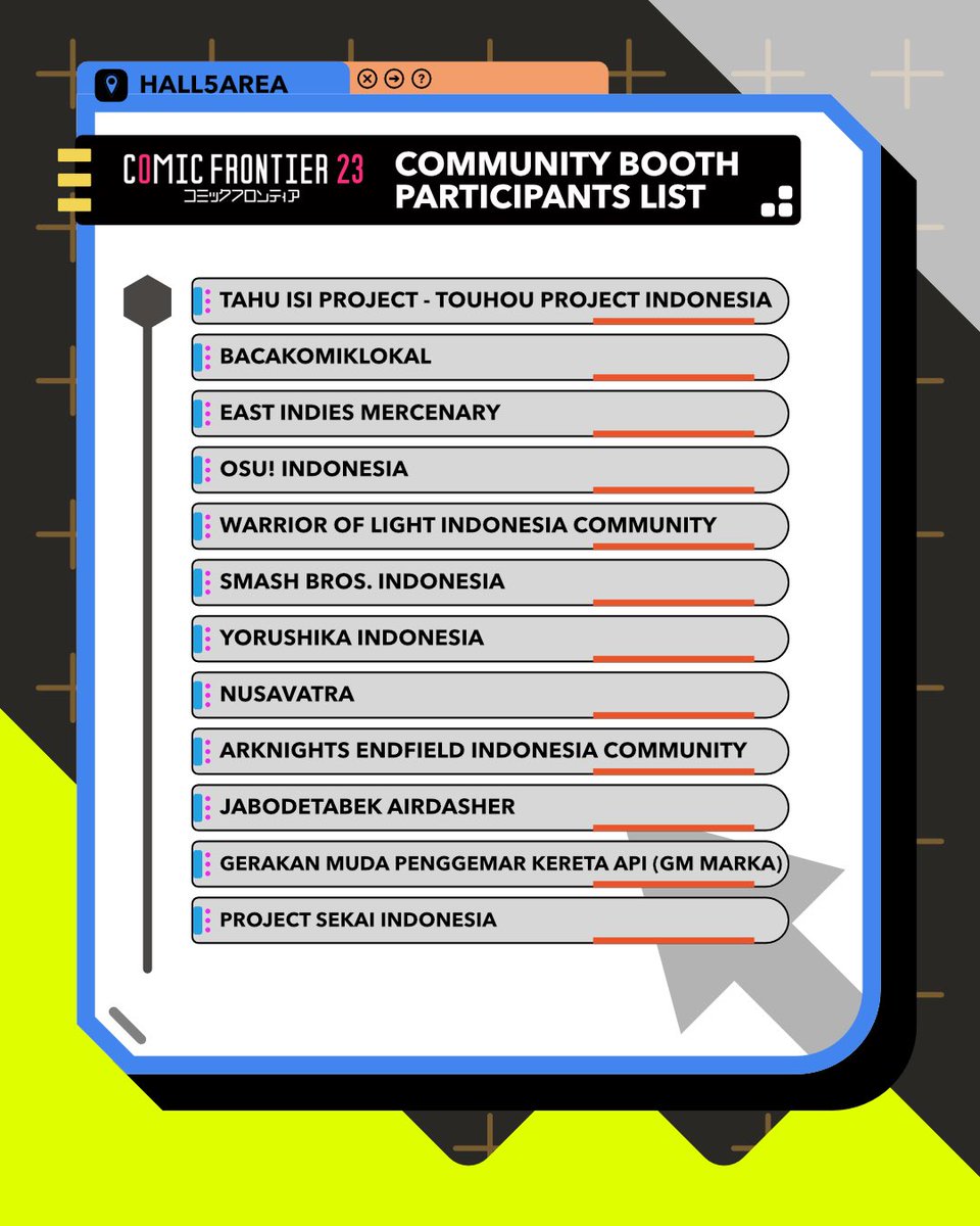 comifuro's tweet photo. #Comifuro23 Community Booth Participants List

Say hello to the selected 12 communities who will be participating at our Community Booth area Hall 5.

PIC of each communities will be contacted by our staffs for further coordination. https://t.co/vLZPVgrI3g