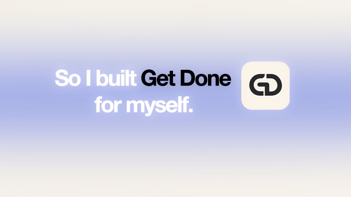 buildbyharis's tweet photo. I built a tiny app that basically asks me one question:

Did you actually do the work today?
No complicated productivity system.

Just tasks, checkmarks, and a record of whether I showed up.

I built it because I needed it.
It’s called Get Done. https://t.co/qyUIP5LIxS