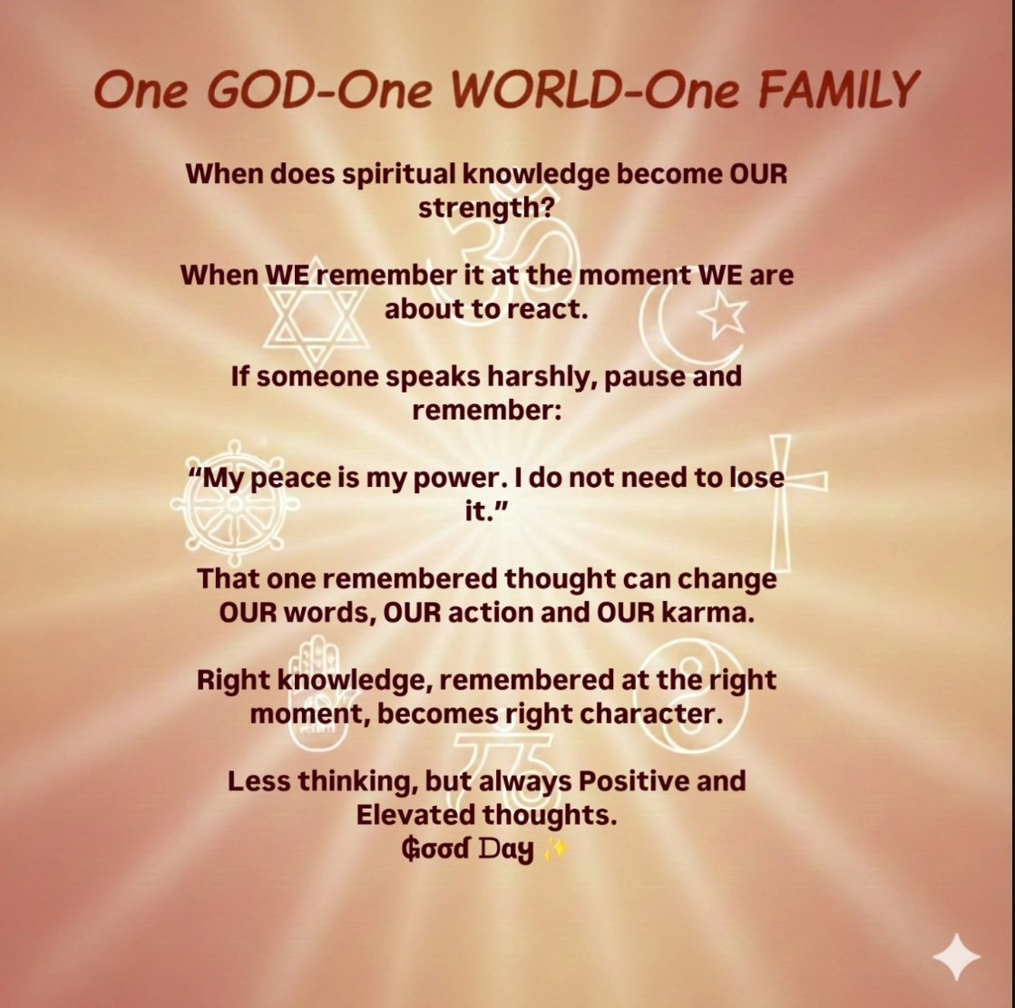 dilippoddar's tweet photo. #onegod #positivethinking #spritualıty #brahmakumaris #elevatedthinking #God #oneworld #onefamily #positivemessages https://t.co/l8P1qI5uc3