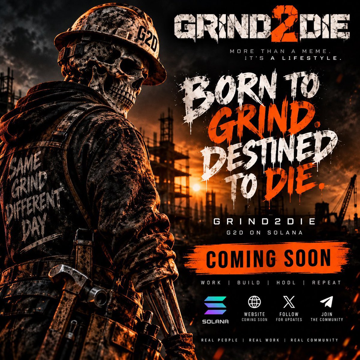 cavethegreat1's tweet photo. Life is a grind.

You wake up, chase the next goal, take some losses, make some progress, fall back, get back up and keep moving. Everyone is grinding for something money, freedom, success, or simply a better life.

That’s where $G2D comes in.

GRIND2DIE is built around a simple reality: we’re all born to grind, and we’re all destined to die. What matters is everything we do in between.

Crypto is the perfect example. You grind through the red candles, take the Ls, find the next opportunity and keep showing up. Some days you win, some days the market humbles you, but the grind continues. 💀

That’s the G2D mentality…..embracing the chaos, the wins, the losses and everything that comes with the journey.

Born to Grind. Destined to Die.

Welcome to $G2D. 🩸
X: @TheGRIND2DIE 
TG: https://t.co/rjN873Xhnp