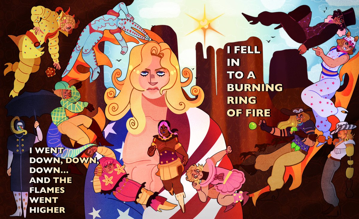 roadagained's tweet photo. And it burns, burns, burns #jjba #sbr https://t.co/b6O8nDE2XS