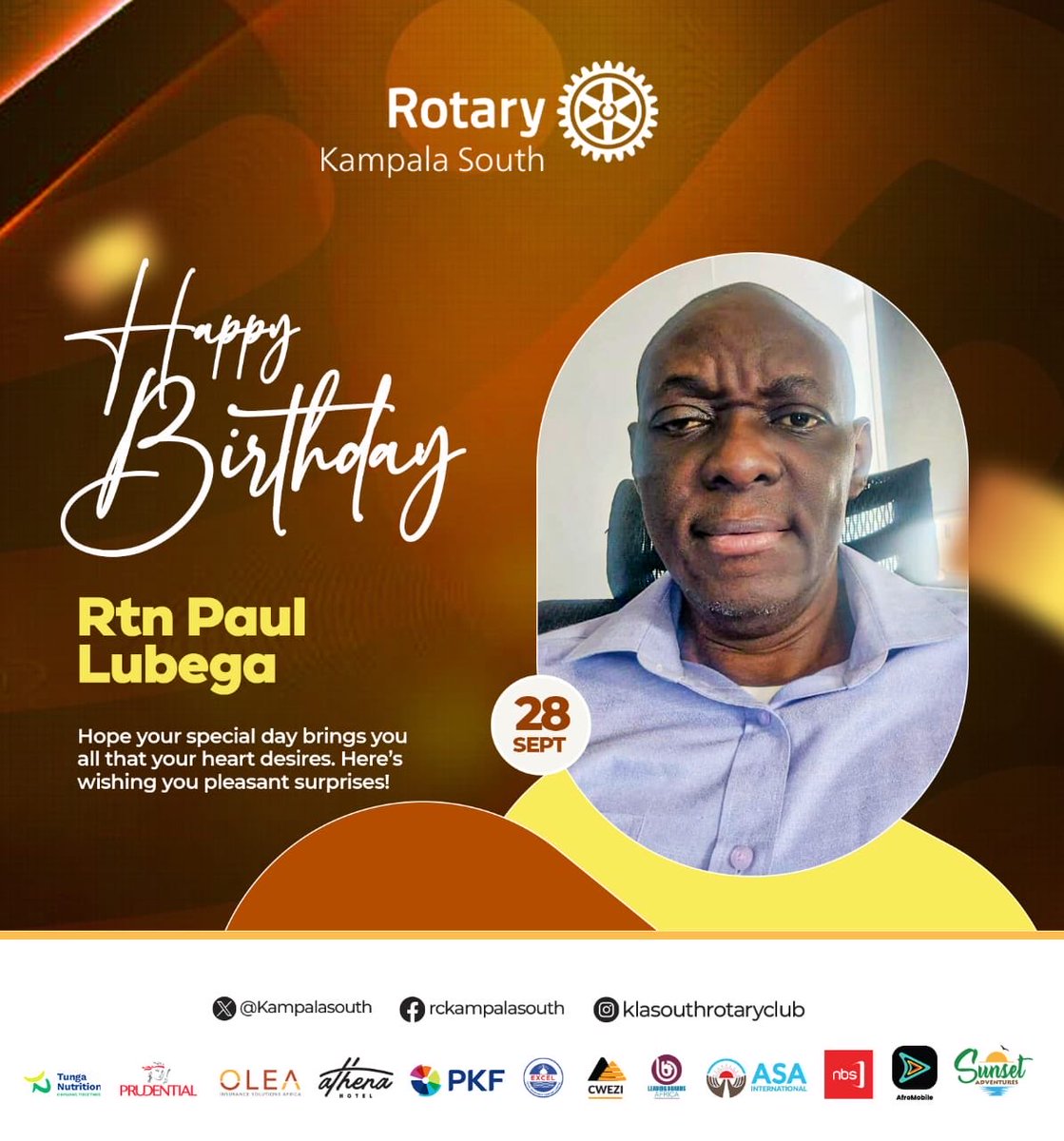 KampalaSouth's tweet photo. Today we celebrate a Rotarian whose heart for service shows up in everything we do. Through @pkfugofficial , you've stood with us on every project, not just as a partner, but as family.

Thank you for your generosity, your steady support, and the joy you bring to our fellowship. May this new year bring you good health, abundant blessings, and many more reasons to smile.

Happy Birthday to you, @plubega ! 🥂💙
