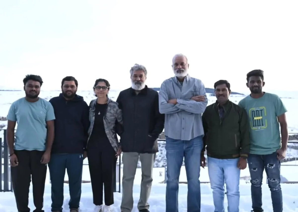 _VardhanDHFM_'s tweet photo. Team @VaranasiMovie during the Georgia 🇬🇪 shoot, Antarctica 🇦🇶 portions were also filmed during the same schedule 🎥

#MaheshBabu | #Varanasi https://t.co/prpsktzCjc