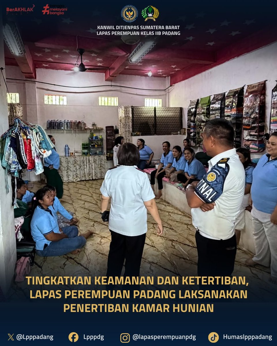lpppadang's tweet photo. Tingkatkan Keamanan dan Ketertiban, Lapas Perempuan Padang Laksanakan Penertiban Kamar Hunian

#lapasperempuanpadang 
#kemenimipas 
#Pemasyarakatan 
#raziablokhunian 
#Dirjenpas https://t.co/FdQi327eEc