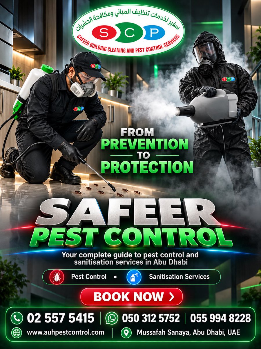 shafeer93k's tweet photo. #SafeerPestControl #PestControlAbuDhabi #AbuDhabiPestControl #PestControlUAE #AbuDhabiServices #PestControlServices #CockroachControl #RodentControl #BedBugControl #TermiteControl #AntControl #MosquitoControl #VillaPestControl #WarehousePestControl #CommercialPestControl https://t.co/DpsHzeUKZY