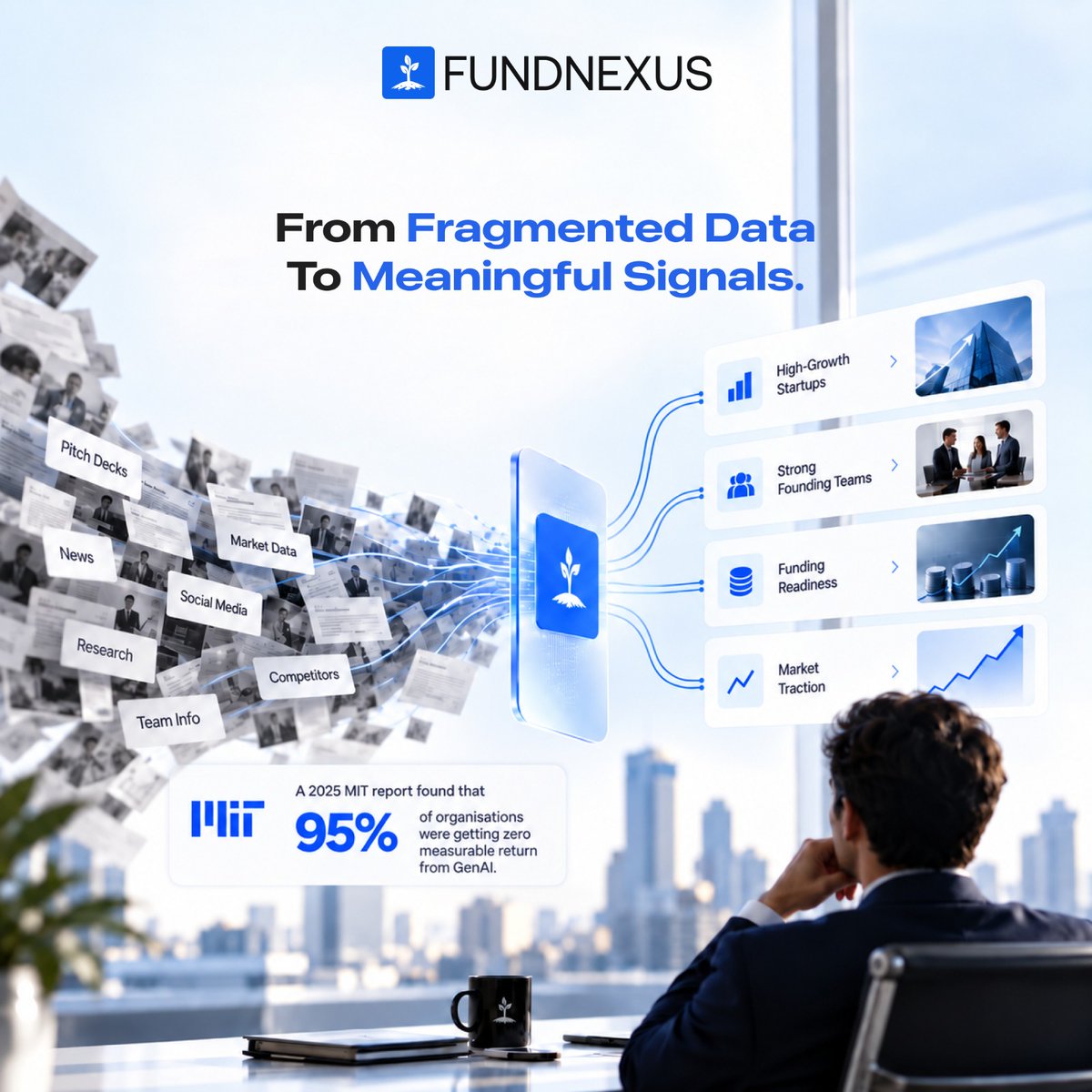 Fund_Nexus's tweet photo. Everyone wants to implement AI. But what should AI actually do?

A 2025 MIT report found 95% of organisations in its study saw zero measurable GenAI returns.

The real challenge? Identifying the right signals.

#FundNexus #AI #VC #Startups https://t.co/2aR3jkjPwj
