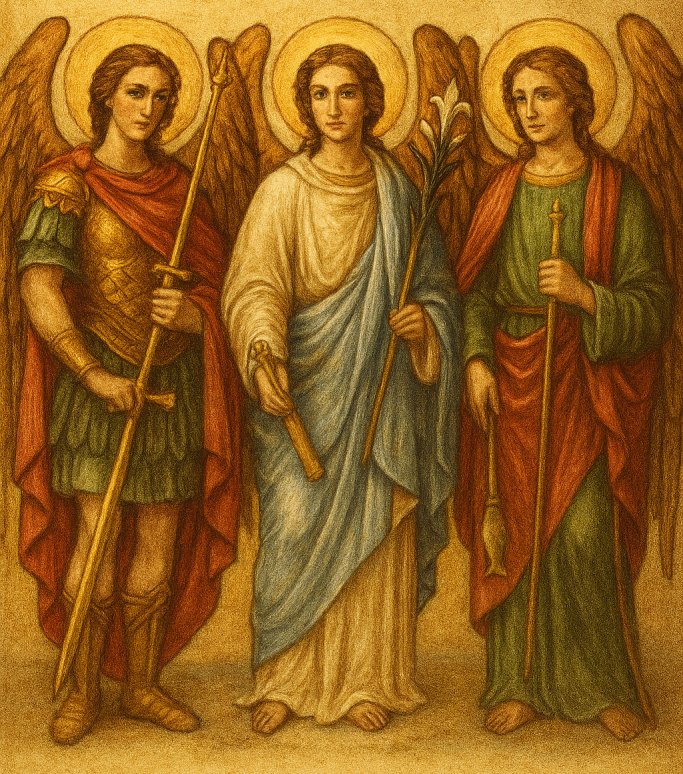 DiegodeEsther's tweet photo. Arcángel san Miguel, defiéndenos en la batalla.

¡Oh glorioso Arcángel San Gabriel, llamado fortaleza de Dios!

Oh, poderoso príncipe de la gloria, San Rafael!, medicina de Dios, salud de los enfermos, luz de los ciegos, guía de los que caminan.

Orate pro nobis. https://t.co/gabLPtYyt6