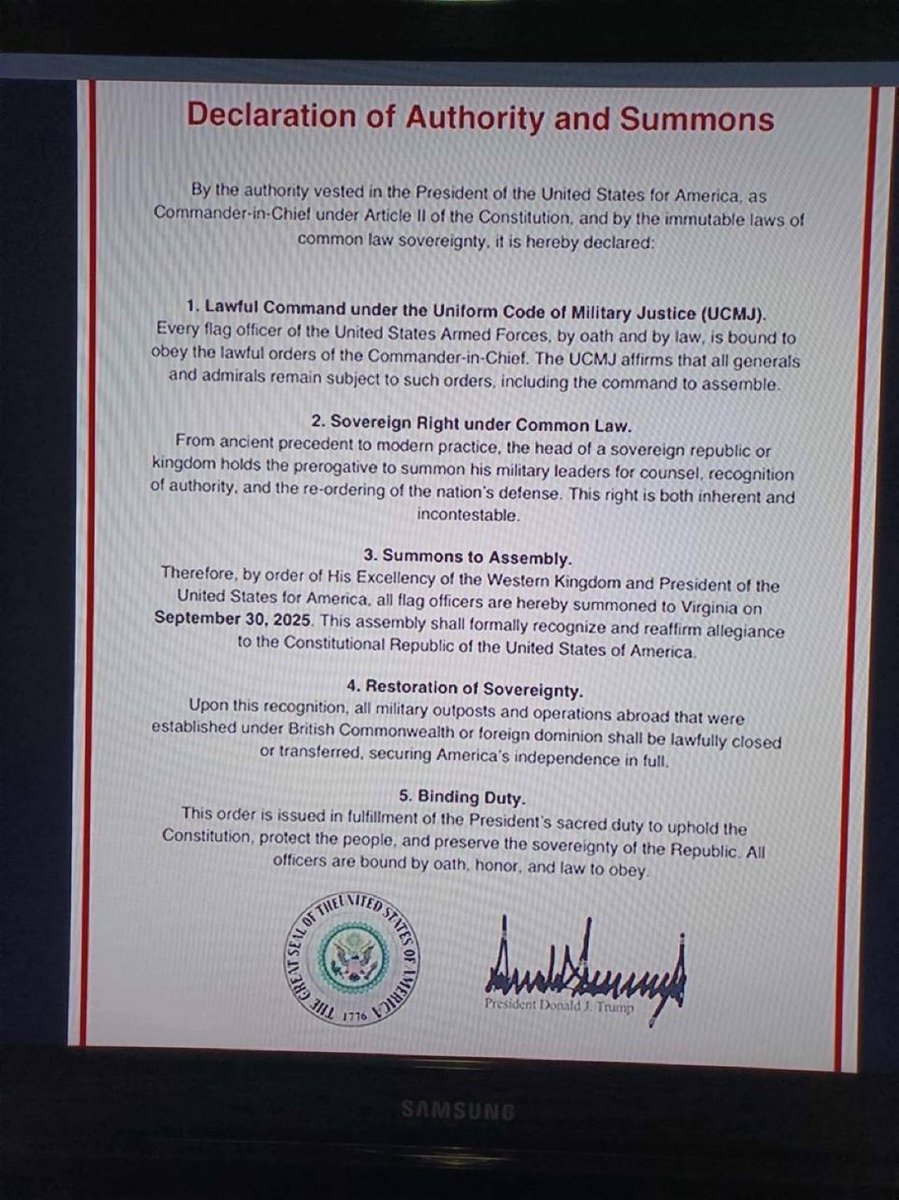 fallofthecabals's tweet photo. 🚨BREAKING: President Trump just made history.
America is now a sovereign nation under Common Law.
The Deep State’s fake “US Inc.” is defunded and dead.
No more foreign rule, no more Admiralty chains.
The Republic is free again https://t.co/rJxS98QseZ