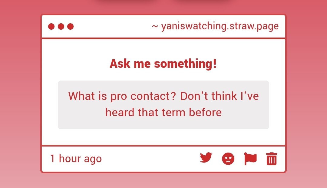 YanWatchesYou's tweet photo. Pro-contact refers to those who believe that whatever fucked up thing they like in fiction— it's okay to do in real life.

As a kink enthusiast, consent and safety is very important to me. I do not condone pro-contact— I am highly against it. https://t.co/03brvYPWxl