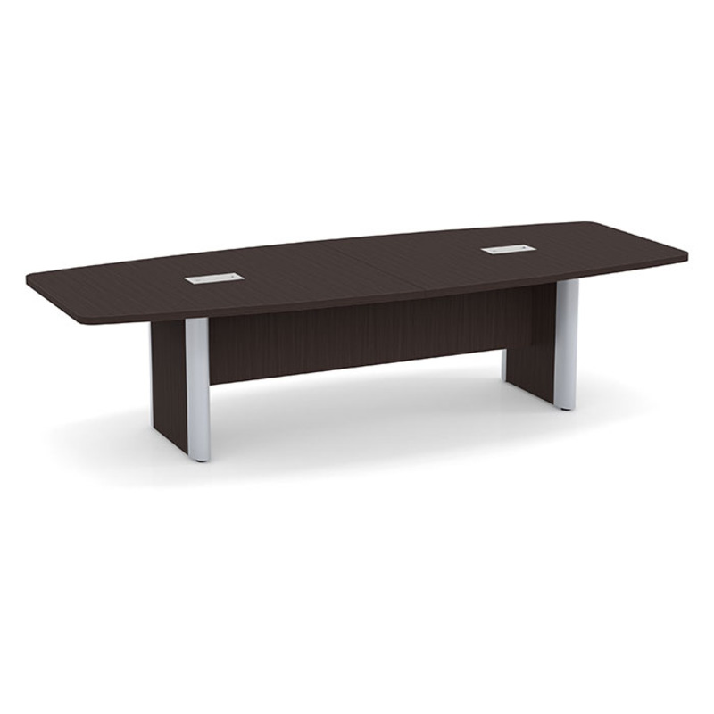EZcubicles's tweet photo. This boat-shaped conference table brings a polished, professional look to any meeting room. Its rich espresso finish is complemented by sleek silver accents, creating a modern contrast that feels both sophisticated and inviting. https://t.co/ReJfvaSlXL. https://t.co/hBl9ugRzIv
