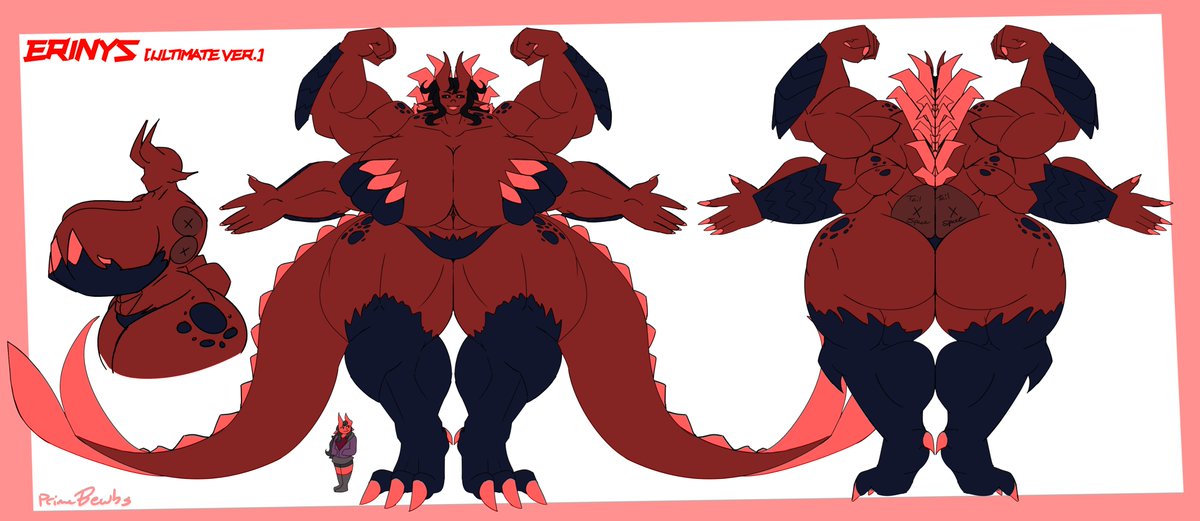 PrimeBewbs's tweet photo. Commission for FloofMoff of their girl Erinys' kaiju form, this time as a full-fledged reference sheet! Had a lot of fun establishing her details, I hope they're clear for the future!
Thank you so much for commissioning me! https://t.co/daOJJ5oqPs