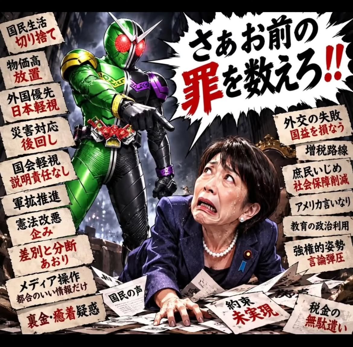fC2qa7Q5Zb4529's tweet photo. 国民生活を置き去り物価高対策なし‼️
外国を優先する政治、災害対応の遅れ、
国会軽視と説明責任・防衛力の強化
・憲法改正の推進、メディアへの姿勢、外交、増税・負担増、社会保障・強権的な政治姿勢。本当に国民の暮らしは放ったらかし‼️高市政権は物価高対策を「最優先課題」噓つき‼️憲法改悪か⁉️ https://t.co/Jh7mxtfhRj