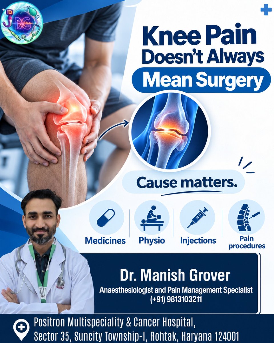 DrManishGrover's tweet photo. ๐ฆต Knee Pain Doesnโt Always Mean Surgery | The Cause Matters
-
๐ฉบ Dr. Manish Grover
Anaesthesiologist & Pain Management Specialist
#DrManishGrover #KneePain #KneePainTreatment #PainManagement #PainManagementSpecialist #ChronicPain #PainProcedures #Physiotherapy #KneeCare https://t.co/NnokOyMGb7