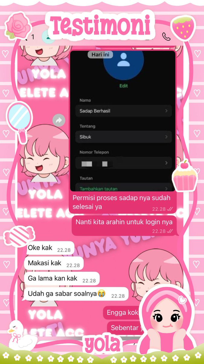 cyanisy's tweet photo. READY JASA❕

📍jasa hapus akun
📍jasa pemulihan akun &amp; balikin akun lupa pasword/ke hack
📍jasa lacak lokasi
📍jasa sadap wa
📍jasa lacak hp hilang by no hp/imei/akun
📍jasa hack/pulihkan chat wa
(email,ig,wa,twiter/x, fb,linkkedin,tiktok,dll.)

PROSES FAST &amp; WA DI BIO
#zonauang https://t.co/EzBDza3z9m