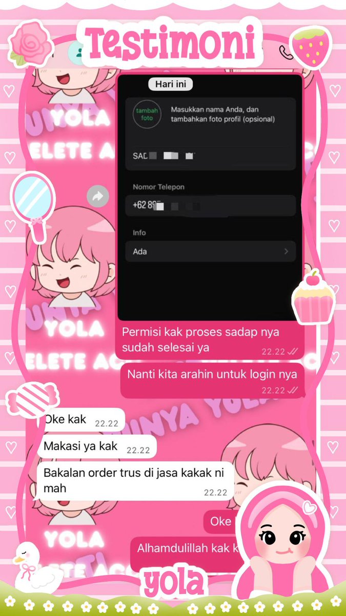 cyanisy's tweet photo. READY JASA❕

📍jasa hapus akun
📍jasa pemulihan akun &amp; balikin akun lupa pasword/ke hack
📍jasa lacak lokasi
📍jasa sadap wa
📍jasa lacak hp hilang by no hp/imei/akun
📍jasa hack/pulihkan chat wa
(email,ig,wa,twiter/x, fb,linkkedin,tiktok,dll.)

PROSES FAST &amp; WA DI BIO
#zonauang https://t.co/EzBDza3z9m