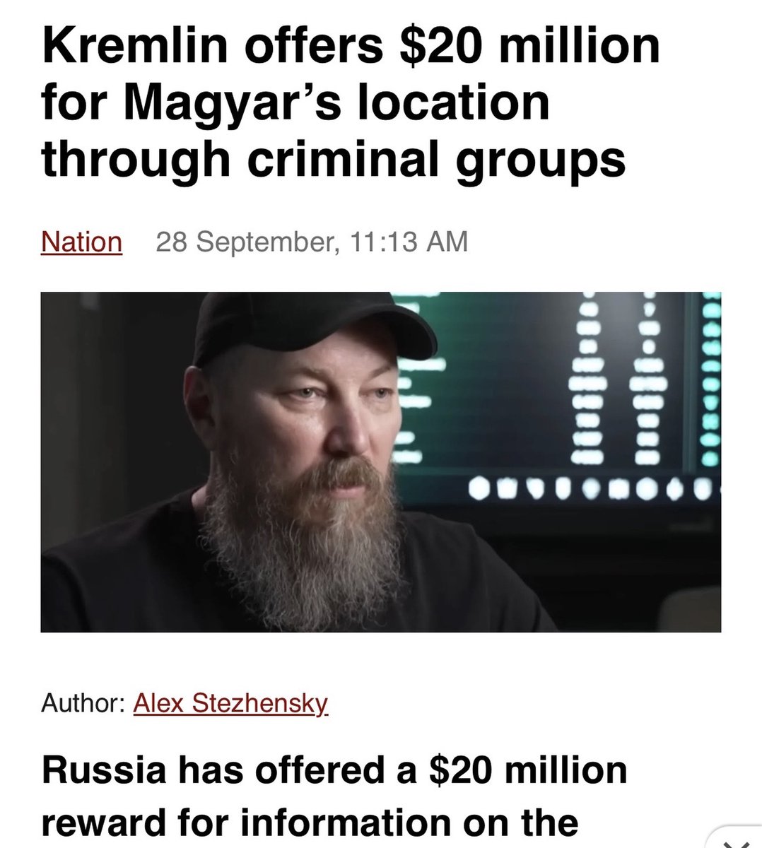RealJakeBroe's tweet photo. Putin has placed a $20 million bounty on Magyar.  That is how much this guy has been devastating the Russians in the occupied territories. https://t.co/Y6aFgRN9IO