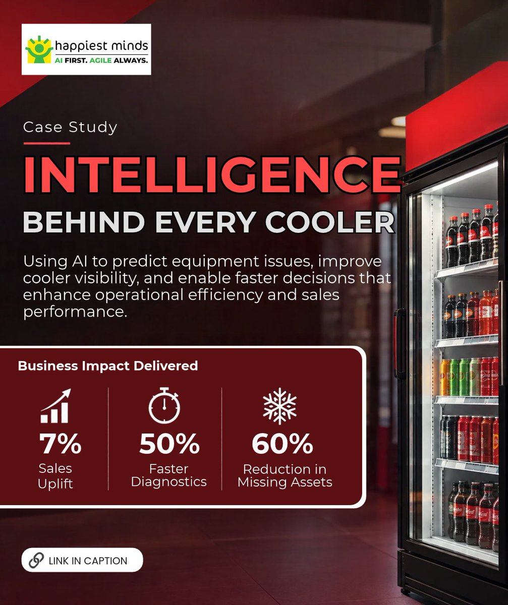 HappiestMinds's tweet photo. Our latest case study explores how AI-powered cooler intelligence helps organizations monitor assets, improve visibility, identify issues early, and make faster, data-driven decisions across cooler operations.

Read more here: https://t.co/TwgBh0uHOD https://t.co/ey8InJfFcj