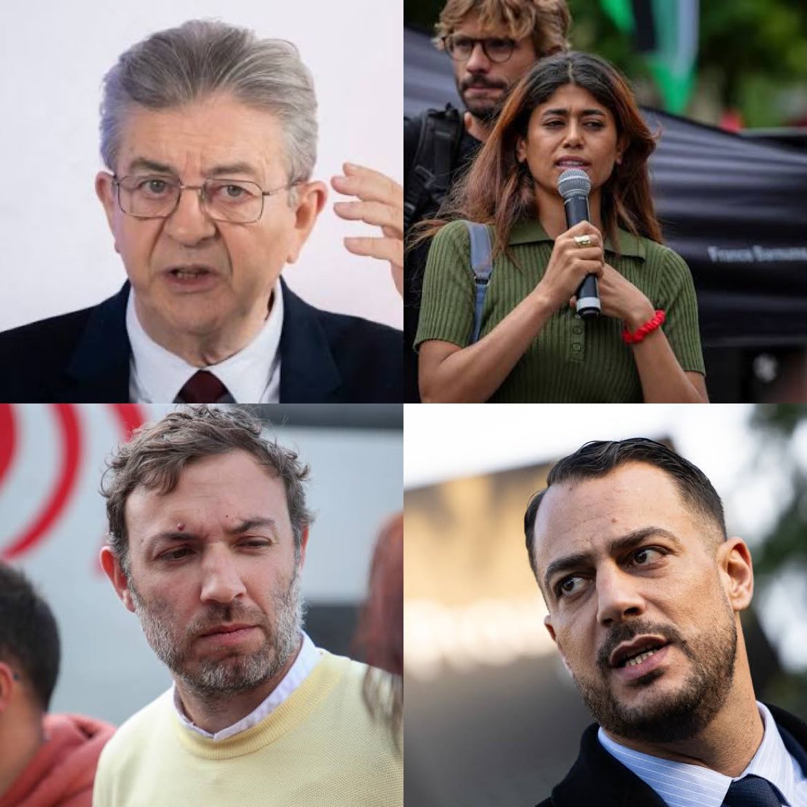 Guigz75116's tweet photo. Mélenchon et sa clique : jamais condamnés par un tribunal pour antisémitisme.

Bardella : « condamné » en direct par toute la machine médiatico politique. 

Pas un juge mais un micro.

Voici qui a dit quoi :

Jean-Luc Mélenchon

« Je ne sais pas si Jésus était sur la croix, mais je sais que, paraît-il, ce sont ses propres compatriotes qui l’y ont mis. »

« Génuflexion devant les ukases arrogants des communautaristes du CRIF. »

Yaël Braun-Pivet « campe à Tel-Aviv » pour encourager « le massacre ».

L’antisémitisme en France ? « Résiduel. »

Un président d’université comparé à Eichmann.

Jérôme Guedj et « la laisse de ses adhésions ».

Le collectif juif Nous Vivrons : des « marionnettes dont les tireurs de fils sont ailleurs ».

« Epstine, ça fait plus russe. » Puis « Einstine » et « Frankenstine ». Salle hilare.

« Monsieur Gluckman… Glucksmann pardon… après j’en ai pour des heures. »

Rima Hassan

« À la demande du CRIF », sous un communiqué du Quai d’Orsay.

Le CRIF ? « Pas les Juifs », juste « une orga qui fait du lobbying » pour « le régime israélien ».

« Je ne fais pas du tout confiance aux chiffres du CRIF » sur l’antisémitisme. (Les chiffres, c’est le ministère de l’Intérieur. Détail.)

« Le lobby pro-israélien est très puissant en France. »

Quiz Le Crayon : « Le Hamas mène une action légitime ? » Réponse : « Vrai. » 

« Israël a un droit de défense ? » « Faux. »

Sud Radio : « Le Hamas a une action légitime du point de vue du droit international. »

Thinkerview : « La position du Hamas historiquement, c’est de dire qu’Israël n’a pas vocation à exister… Sur cet aspect-là, il a raison. »

« En dehors de la pensée hégémonique occidentale, personne ne considère le 7 octobre comme un acte de terrorisme. »

« Si les Franco-Israéliens sont autorisés à servir dans l’armée israélienne… tout Franco-Palestinien doit pouvoir rejoindre la résistance armée palestinienne. »

Comparaisons Israël/nazis à répétition sur X.

Conférence à Tunis avec des responsables du Hamas, du Jihad islamique et du FPLP.

David Guiraud

« Le bébé dans le four, ça a été fait par Israël. La maman éventrée… Sabra et Chatila. »

Les « dragons célestes ». Suppression : « je ne veux heurter personne. »

« Si j’étais venu avec mes gars au lourd passé… ils vous auraient frappés. »

Sébastien Delogu

Meyer Habib en créature tentaculaire + pizza « four à pierre ».

Lapsus : « mon grand-père né à Oran qui a déporté les Juifs à Auschwitz. »

Les fréquentations du parti

Médine, invité d’honneur des universités d’été LFI.

Jeremy Corbyn, modèle britannique.

Taha Bouhafs, candidat LFI, condamné pour injure raciale (« Arabe de service »).

Marche contre l’islamophobie 2019 aux côtés du CCIF.

Urgence Palestine, appels à l’« Intifada » avec élus LFI dans le cortège.

Thomas Portes à la frontière de Gaza avec Humani’Terre, association listée terroriste au Canada et aux États-Unis.

Bardella, lui, n’a aucune condamnation judiciaire pour antisémitisme.
Mais le verdict médiatique a déjà donné sa sentence.

Chez eux, on tord les noms, on recycle le CRIF, on « recontextualise » le 7 octobre, on s’affiche, on nie.

Le micro, c’est pour eux.

Bardella, lui, n’a pas besoin d’avoir dit la moitié de ça.
Le volume n’est pas le même, le micro non plus.

C’est ça, la conclusion.

Pas que l’un soit blanc et l’autre noir.
Que le scandale, en France, dépend moins de ce qui est dit que de qui le dit.

Chez LFI, l’ambiguïté est un style.

Chez Bardella, l’existence est déjà une condamnation.

La justice n’a condamné ni les uns ni l’autre pour antisémitisme.

Le tribunal médiatique, lui, a déjà choisi son coupable.

Et il n’a presque plus de voix pour crier contre les autres.🤡