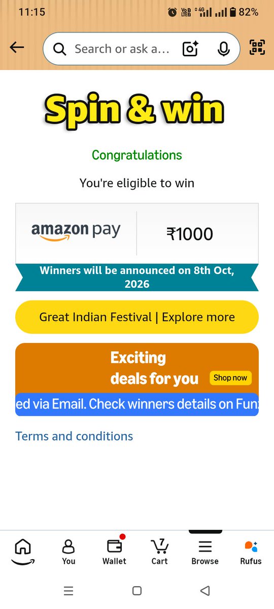 AmitKumar606147's tweet photo. #amazonspinandwin https://t.co/QO3LH9M4HF