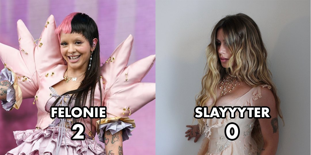 reyscigar's tweet photo. Most Rape Allegations: Melanie Martinez vs Slayyyter https://t.co/YGBtwaOV3C