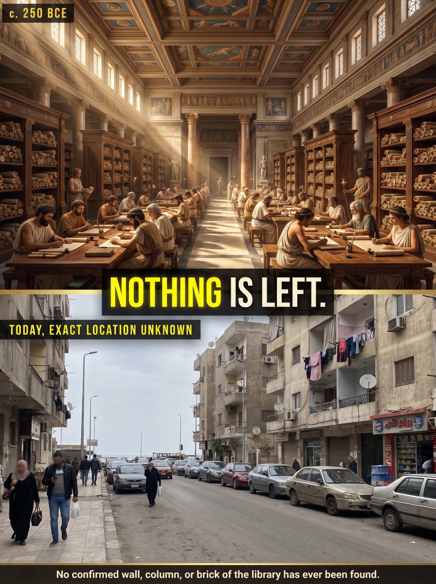 antiquityecho's tweet photo. The World's Greatest Library Left Behind Nothing. Not One Wall https://t.co/ASZUYgNcDE