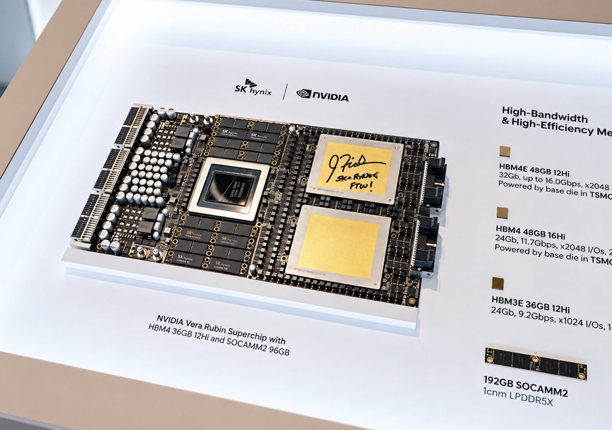 HyperTechInvest's tweet photo. $SKHY VALIDATED HBM5 WITH $TSM 

SK Hynix has already validated HBM5 with TSMC’s CoWoS packaging, even as HBM4 is only now entering Nvidia Vera Rubin systems

SK Hynix disclosed the milestone after receiving TSMC’s 3DFabric-HBM Integration Partner of the Year award on September 23

HBM development is becoming increasingly tied to packaging co-design. As stacks get taller and faster, memory vendors can no longer develop HBM independently and then simply hand it off to the foundry

SK Hynix says it is working with TSMC from the early validation stages because HBM performance increasingly depends on integration with the GPU and the CoWoS package