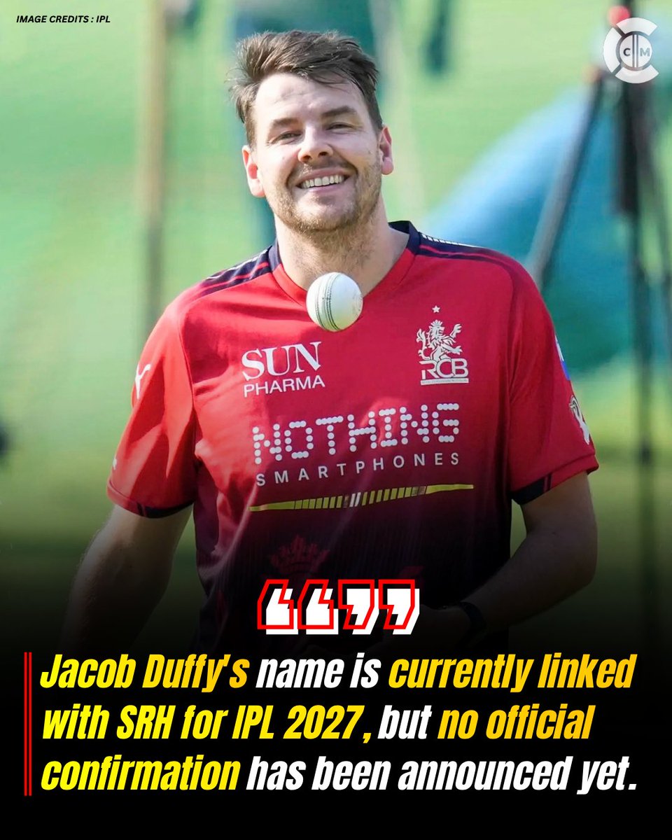 cricketmoodcom's tweet photo. 🧡🔥 JACOB DUFFY TO SRH FOR IPL 2027?
Reports and rumours are linking the New Zealand pacer with Sunrisers Hyderabad ahead of the next season. 👀🏏
Could a new chapter be on the cards? 🧡🔥
#JacobDuffy #SRH #SunrisersHyderabad #IPL2027 #IPL #NewZealandCricket #Cricket #cricketmoodofficial @ICC @BCCI @IPL @SunRisers @RCBTweets