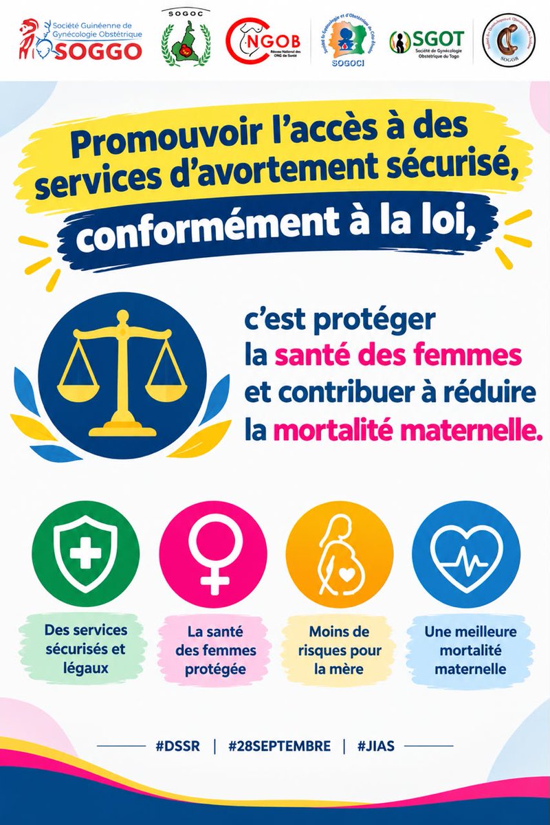 Sgot_togo's tweet photo. Promouvoir l'accès à des services d'avortement sécurisé, conformément à la loi, c'est protéger la santé des femmes et contribuer à réduire la mortalité maternelle.
#AvortementSécurisé #28Septembre #DSSR #SantéSexuelleEtReproductive #ZéroStigmatisation,#AbortionHealthcare https://t.co/1Vi1RqwE0e