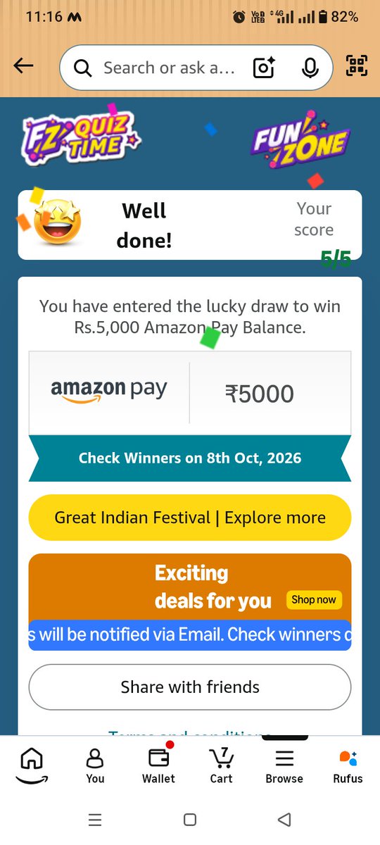 AmitKumar606147's tweet photo. #amazonquiz https://t.co/xFm2hjcAMj
