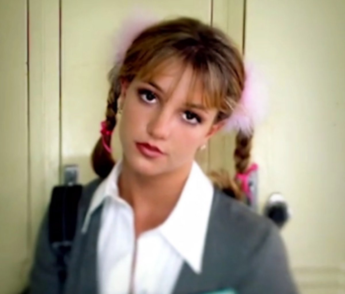THEOGLULULEMON's tweet photo. 28 years ago today, Britney Spears released her most iconic  "Baby One More Time" https://t.co/kTvaDcIOyK https://t.co/fLD6TRptQO