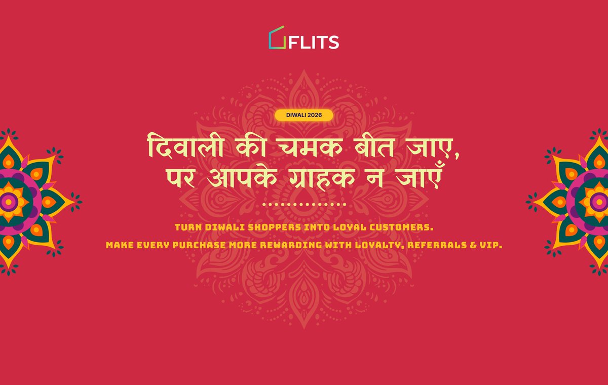 getflits's tweet photo. 🪔इस दिवाली, ग्राहक सिर्फ खरीदें नहीं — जुड़ें भी।

#IndiaKaTyoharWithFlits — celebrating the festive spirit with #FlitsLoyalty 📷

This Diwali, give your D2C brand more than festive sales. Turn every purchase into a reason for customers to come back and engage.

#Diwali2026 https://t.co/rxGL0fPh3f