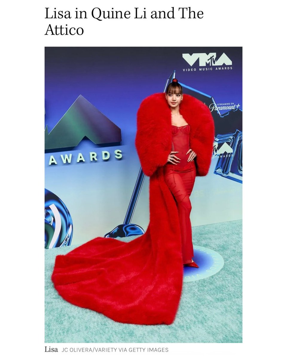 Lisa BLACKPINK sheer red dress VMAs 2026