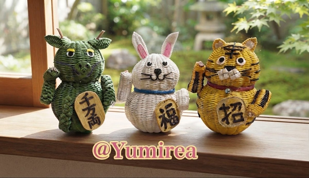 yu_mirea's tweet photo. 今日は #まねきねこの日 #招き猫の日 ということなので…
2枚目画像は招き干支を制作中です
 #クラフトバンド で作ってます https://t.co/EWqDmWrEas