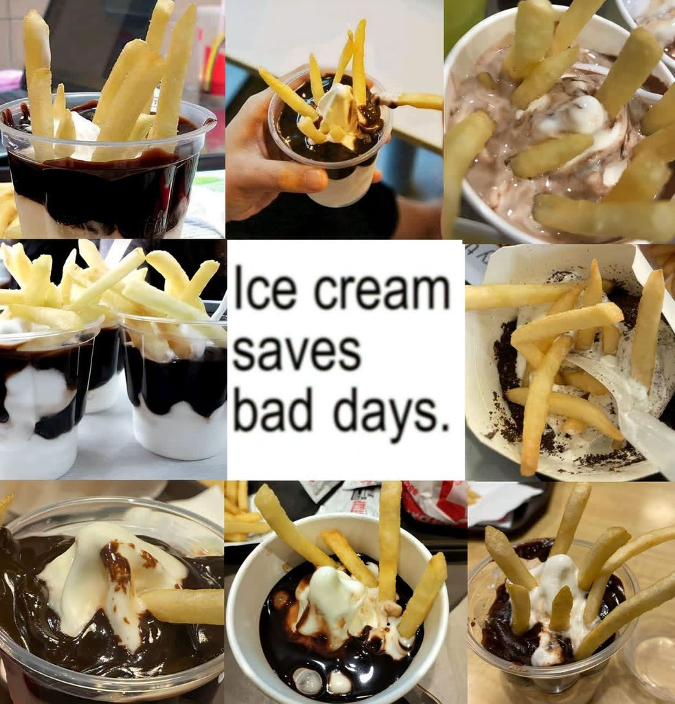 rvinjayx_'s tweet photo. fries + ice cream = undefeated combo!! 😩 https://t.co/hQ8HI9tkOP