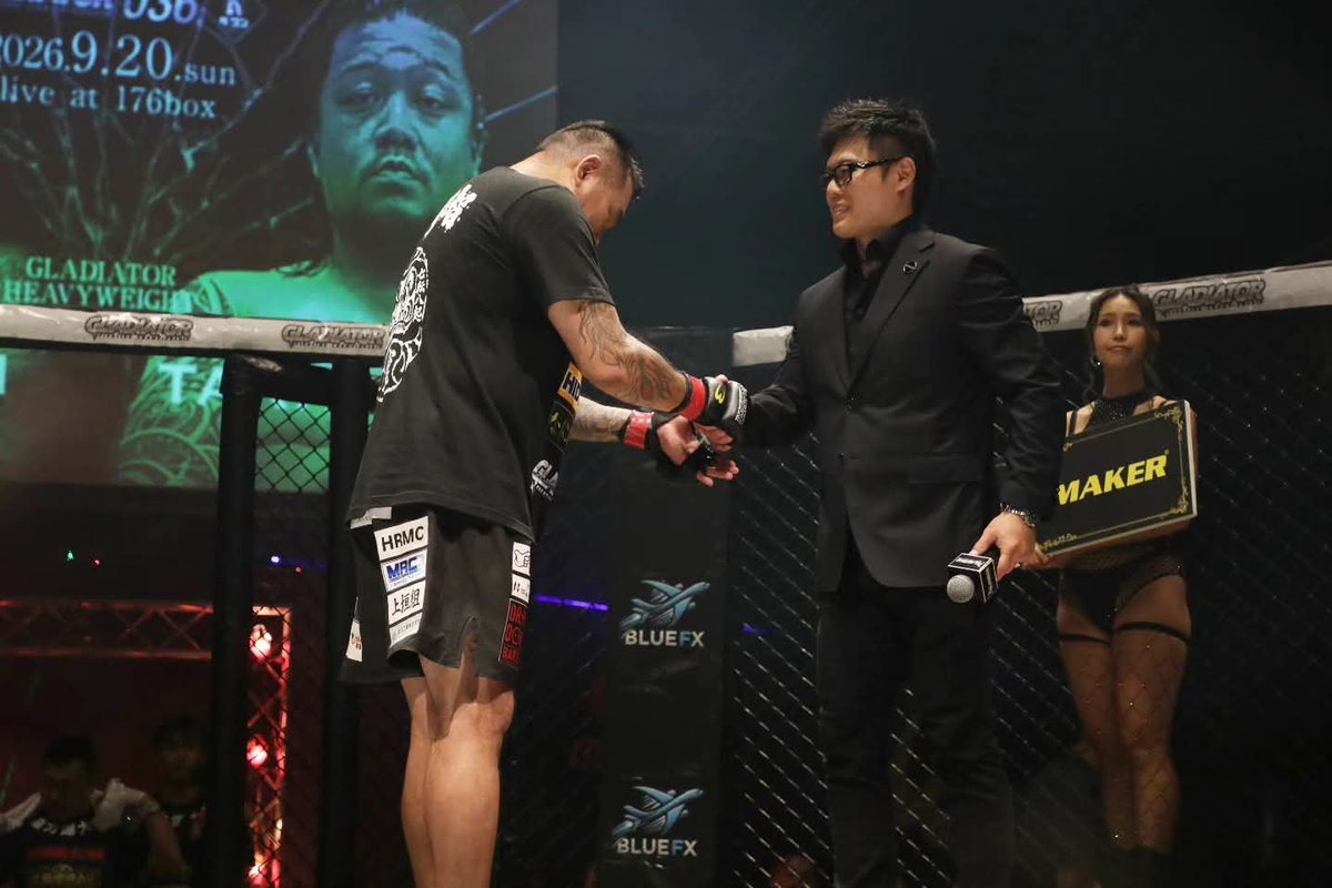 GLADIATOR_MMA_'s tweet photo. 2026 9/20 sun
BODYMAKERpresents
「GLADIATOR 036」
■GLADIATORヘビー級5分2R
○爆音那智(米川道場)
vs
✕高橋マーク(総合格闘技Asura)
1R 19秒 KO
#gladiator #bodymaker #the1tv https://t.co/O0lqMpmsGi