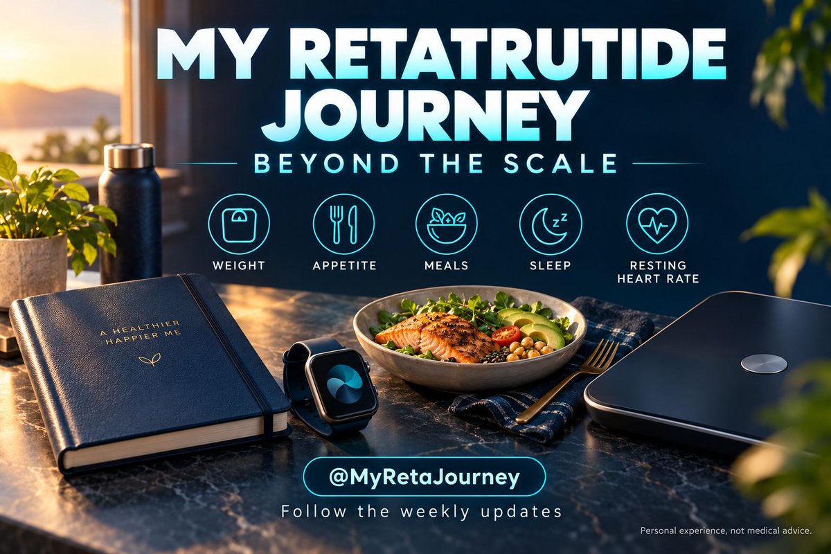 MyRetaJourney's tweet photo. My retatrutide journey goes beyond the scale: appetite, meals, sleep and resting heart rate, alongside weight. Follow along for honest weekly updates, including setbacks. What do you track besides weight? #Retatrutide #GLP1 https://t.co/tvo6RhOcJW