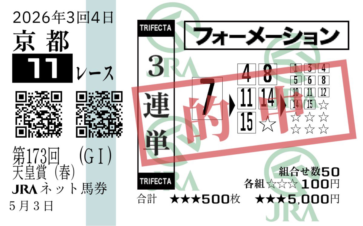 mio_horse's tweet photo. 今年の競馬人生で1番の自慢は春天の三連単を取ってたことです！！！

推しのクロワを信じた馬券で高配当取れたことが嬉しすぎる https://t.co/IYEqZedr1A