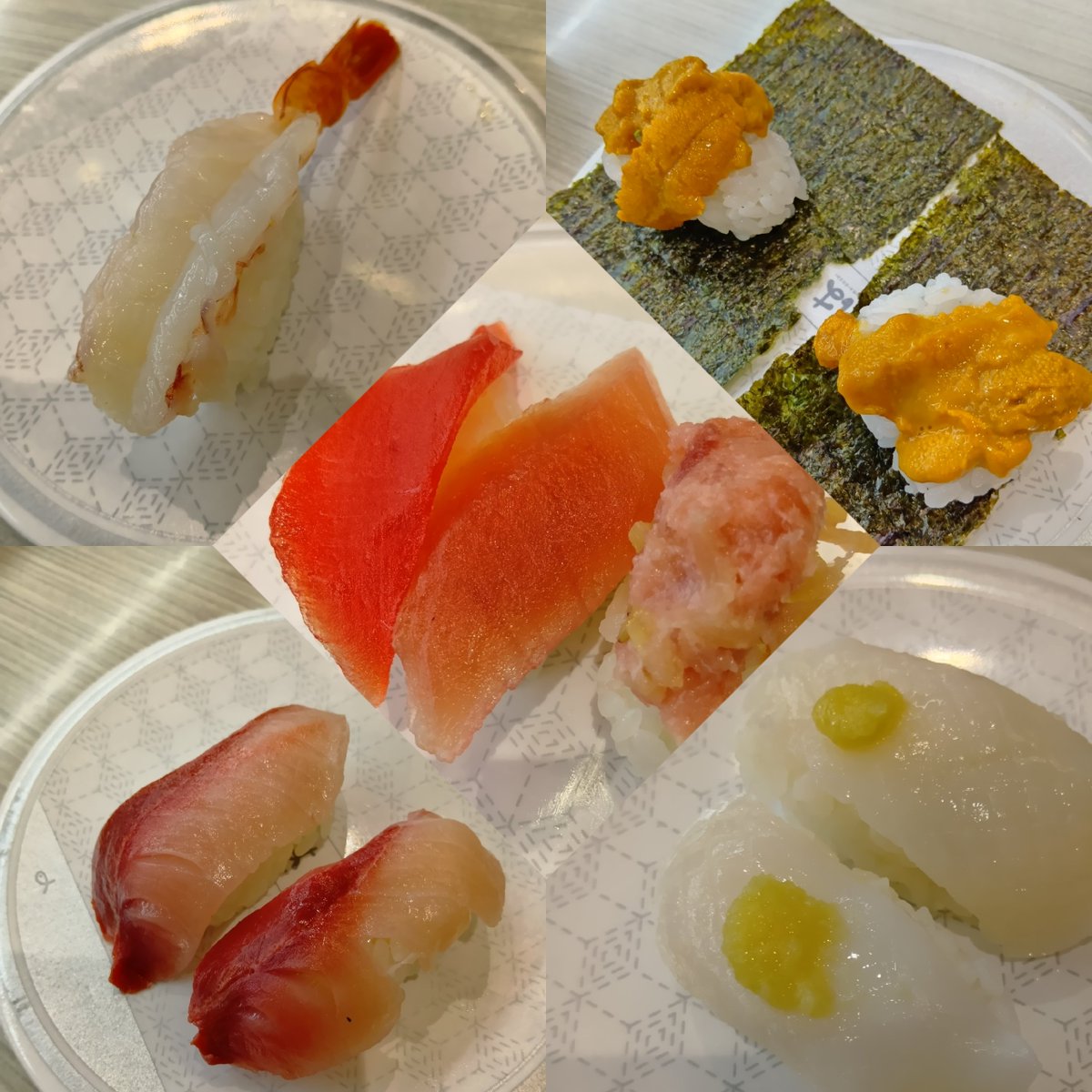naoki19631202's tweet photo. ランチ☔休日1日目またしても雨。南果樹園🍎🍐にぶどう🍇を買いに行ってドラッグストアで買い物🛒AEONザ・ビッグとDCM🛒の前にはま寿司🐟️🦐🦑🐚🍣数日前からTVで川口春奈がうにうに100円と繰り返し、すっかり頭に刷り込まれました（笑）いつもより混雑⚠️🍣到着まで少々時間🕐️が⚠️帰りには満席🈵に https://t.co/NT5skL8eWz