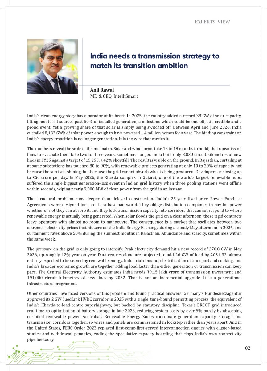 Intelli_Smart's tweet photo. The 58th edition of The Big Shift is fresh off the press!

India's energy landscape is evolving fast, and staying ahead means staying informed. The Big Shift brings you the latest insights, trends and stories shaping the country's energy sector.

The 58th edition features insightful perspectives from Shri Anil Rawal, MD & CEO of IntelliSmart Infra, Shri Anurag Johri, MD & Lead - Utilities of Accenture in India, Emin Babazade, Area Development Manager, BP, India, and Bal Govind Gupta, General Manager-IT, IntelliSmart Infra.

Subscribe here: https://t.co/7iE1wFSgGS

#TheBigShift #IndiaEnergy #EnergyTransition #IntelliSmart #PowerSector
