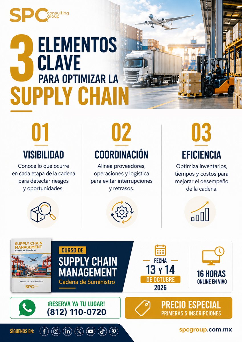 SPC_MEX's tweet photo. Conoce 3 elementos clave para optimizar la Supply Chain y desarrolla una visión integral para mejorar el desempeño de la cadena de suministro.

📲 Solicita información: https://t.co/OMRsQfJQsx

#SupplyChain #SupplyChainManagement #Logística #CadenaDeSuministro #MejoraContinua https://t.co/qFkpkSdWZJ