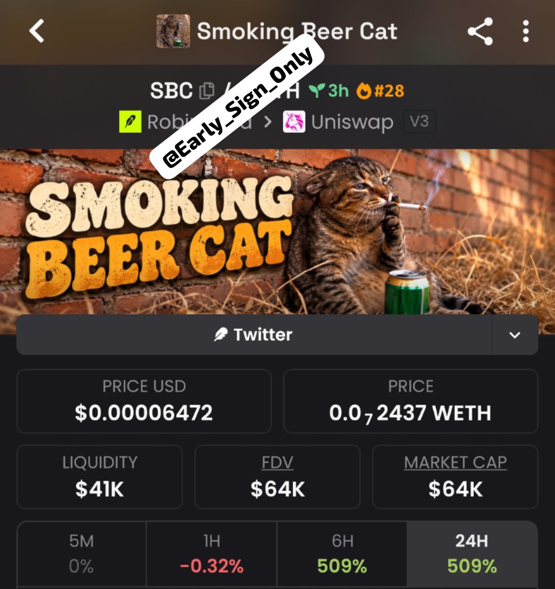 Early_Sign_Only's tweet photo. $SBC 🚀 Highlighted earlier at $8.0K mcap in my private group — now around $64K! 💯📈Another early setup making a strong move. More opportunities ahead. Hit follow me &amp; join TG + Discord 🔥
#Solana #CryptoTrading #Memecoin

CA 0x7759DA0E0893e6Aa58b1eC6a70d1b166536de566 https://t.co/k2aY2lSJO5