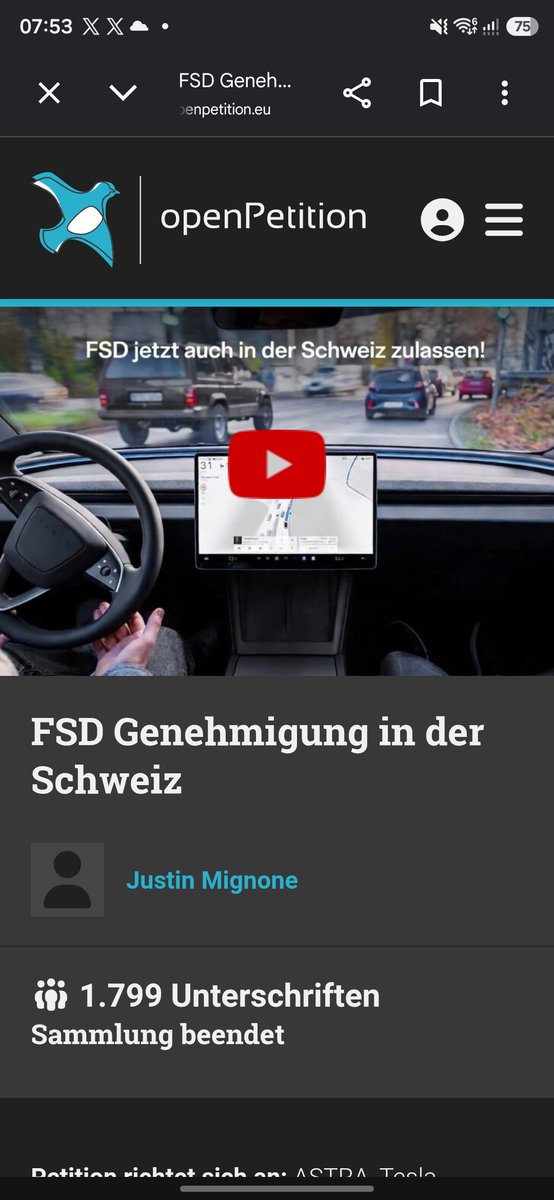 JohlMarc's tweet photo. Das ASTRA #uvek hat mehrfach bestätigt: Die regulatorische Tür für #FSD in der Schweiz ist offen, Bern prüft sofort bei Gesuchseingang. Doch von @Tesla liegt noch kein Antrag vor! @TeslaEurope @elonmusk: Hört auf, auf Brüssel zu warten – reicht das Gesuch in Bern ein 🇨🇭 https://t.co/K1LsMeKniH