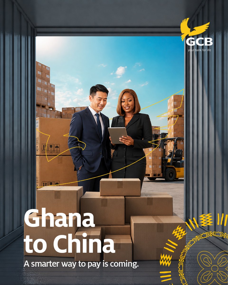 GCBBankPLC's tweet photo. From Ghana to China, we’re making the connection smarter.
Something designed to make payments in China easier is coming.
Watch this space.
#GCBBank #GhanaToChina #ComingSoon #GCBCares #YourBank4Life https://t.co/r9fSEyqbZv