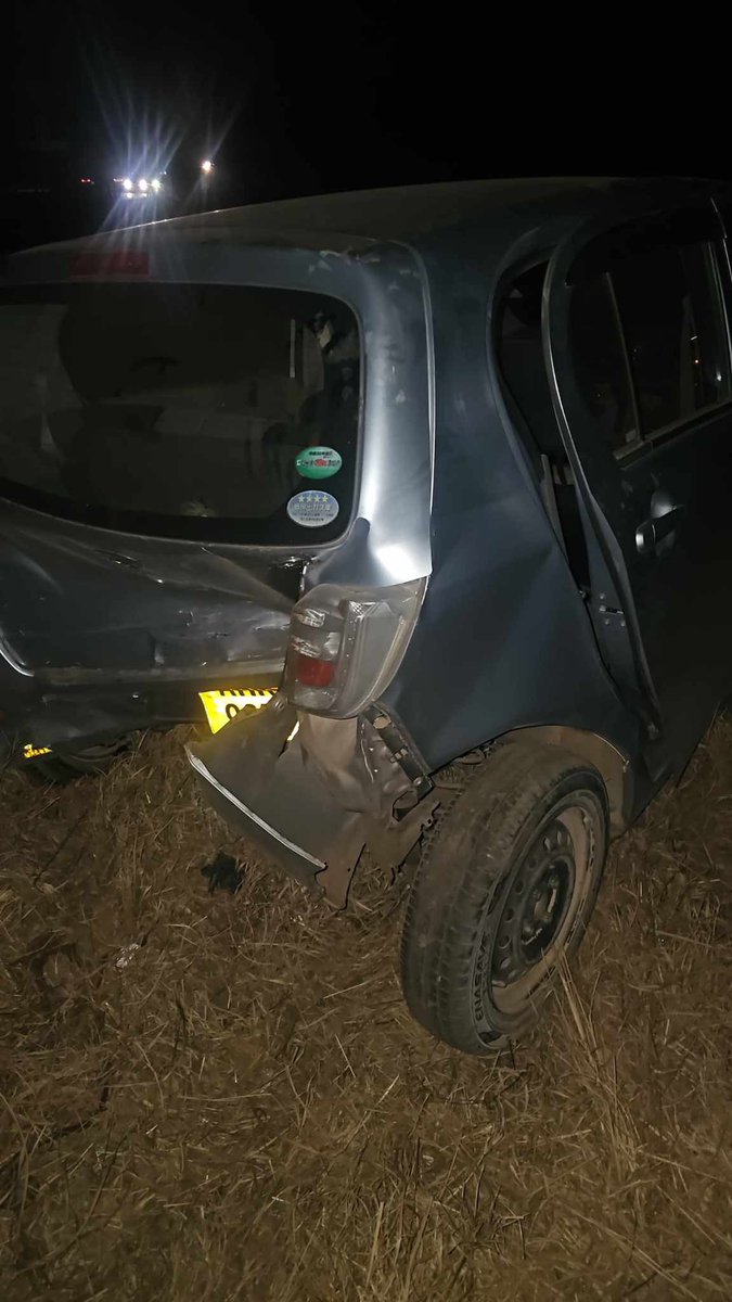 CrimeWatchZW's tweet photo. UPDATE | A driver who witnessed the hit-and-run accident says the vehicle that hit my car was a light blue Honda Fit, with balloon tyres and silver mags. This colour also matches the paint marks that were left on my car after the accident.

Witnesses say the driver was driving recklessly and had almost hit jersey barrier by the N Richards robots, climbed over the curb, and on getting back on the road that's when they hit my car and fled the scene.

The witness driver and another car tried to pursue the car but couldn't find it, and unfortunately, the registration number is still unknown.

To anyone with information concerning this accident, your assistance is greatly appreciated. My contact is 0774 585 705.

@PoliceZimbabwe
