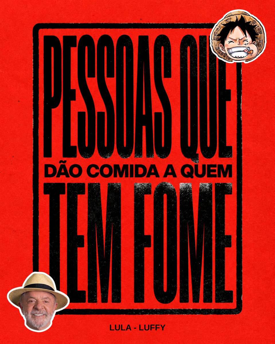 helicopterizand's tweet photo. Luffy com certeza respeitaria Lula e seu objetivo de alimentar as pessoas. Depois de um bom papo, diria:

"Não entendi nada do que você falou, tio da barba, mas se esse seu governo garante que essa comida chegue no prato de todo mundo, então ele é muito bom! 🍖😝" https://t.co/YFDuSMQqQ4