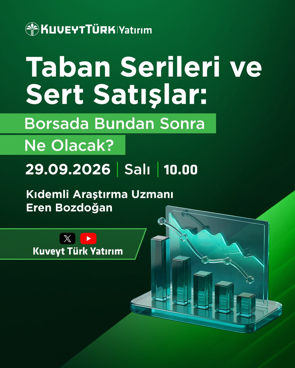 kuveytturkytrm's tweet photo. Eren Bozdoğan ile "Taban Serileri ve Sert Satışlar: Borsada Bundan Sonra Ne Olacak?" yayını, bugün saat 10.00'da Kuveyt Türk Yatırım YouTube ve X'te aynı anda yayında!

#KuveytTürkYatırım #GeleceğeDoğruYatırım https://t.co/mnpiGDzaX5
