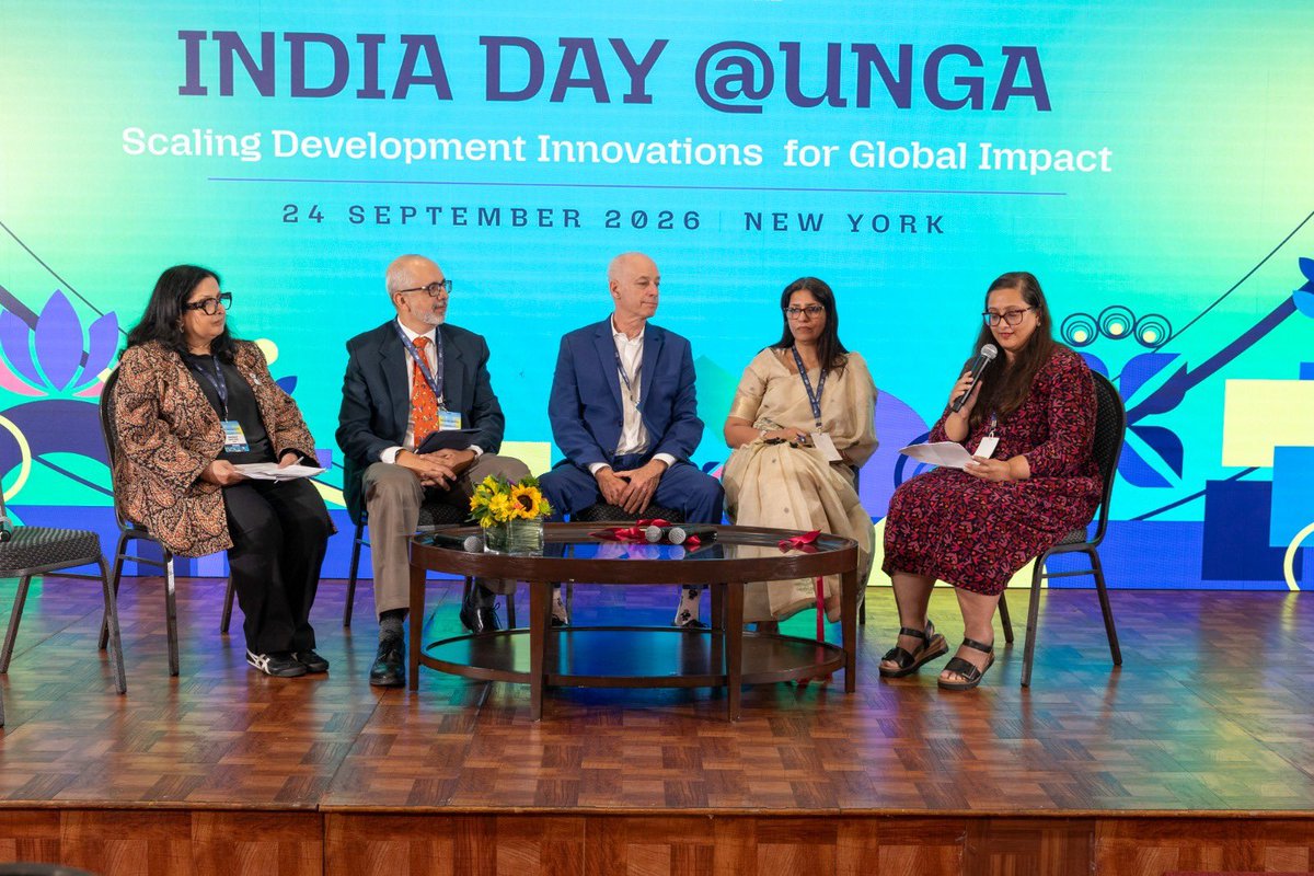 GHS's tweet photo. India Day at #UNGA is a celebration of India’s knowledge, innovation and growing contribution to the world.

This year, GHS launched a five-part series capturing India’s experience in scaling health initiatives and innovations that have transformed care for its people. Spanning digital health, nutrition, health systems strengthening, pharmaceuticals, and maternal health, the reports explore what it takes to move from innovation to implementation at scale: what worked, what is still being learned, and lessons for the Global South.

The papers anchored the discussion at “Women, Children and Youth: Building Healthier Futures for the Next Billion.”  We want to extend our thanks to the Ms. Punya Salila Srivastava, Secretary, @MoHFW_INDIA who delivered the keynote address at our session and launched the reports. Drawing on experiences from across India’s health system, the series helped frame a conversation about how countries can translate innovation into lasting, system-wide impact.

Read the full reports here: https://t.co/7g1UXqZfgh

We are grateful to @GatesIndia for their partnership, the authors and all contributors for bringing these reports to life.