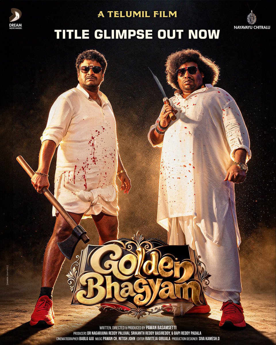 IAmVarunTej's tweet photo. Here’s the title glimpse of #GoldenBhagyam

https://t.co/sqeWcWvt2K

Satya &amp; @iYogiBabu garu joining forces for a laugh riot! 😂
They’re going to bring the house down! 🔥🔥🔥

My best wishes to @PawanBasamsetti and the entire team.

@DMMfilmsoffl @Nayavayu https://t.co/mMgWCPmLvQ