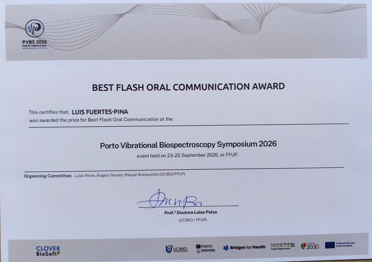 microRyC's tweet photo. We are also pleased to share that Luis received the Best Flash Oral Communication Award 🏆at #PVBS2026. 

A well-deserved recognition of his excellent work. Congratulations! https://t.co/laIINmOmVl